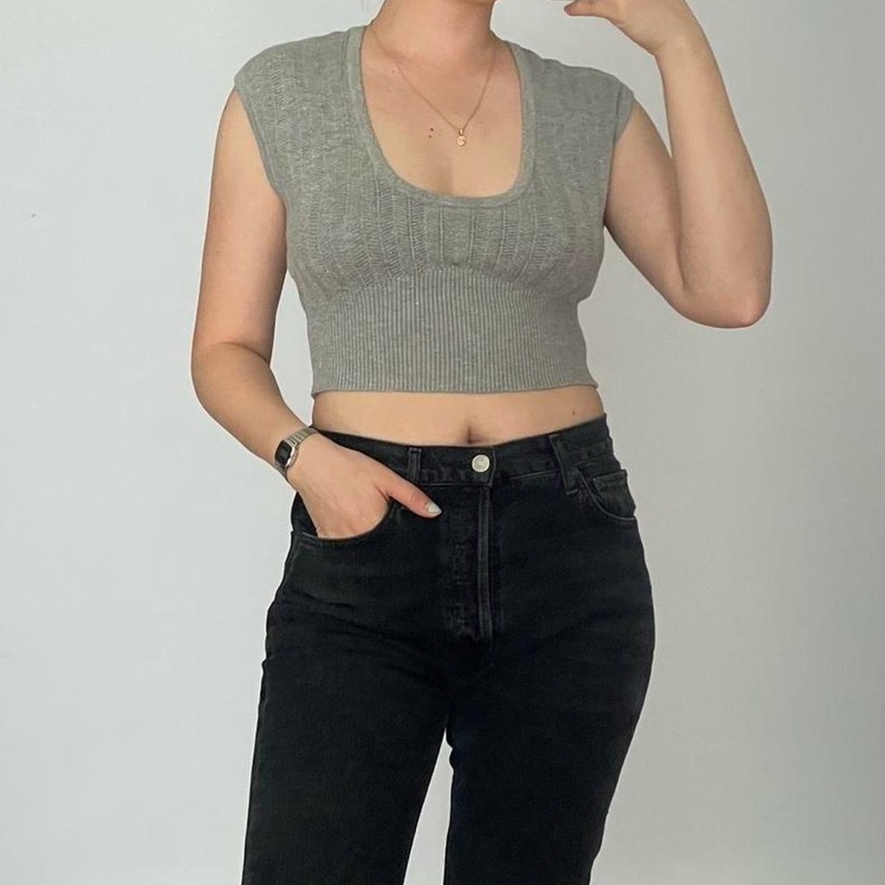 Free people grey soft knit top size medium